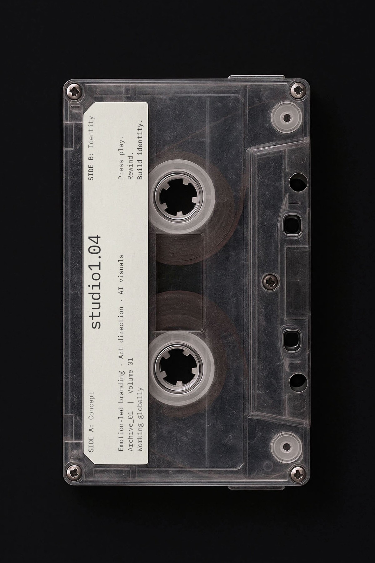Minimalist cassette tape on dark background
