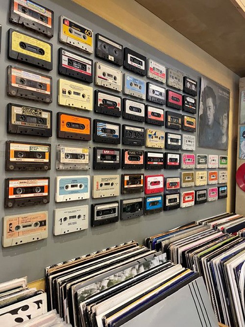 Wall of cassette tapes — a growing collection